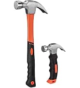 ZUZUAN 2 Piece Hammer Set,includes 1 Pack 8 OZ Mini Stubby Claw Hammer and 1 Pack 16 OZ Fiberglas...