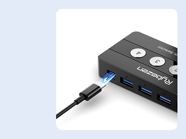 4 port USB hub supports USB 3.0 speeds of up to 5Gbps Keyboard mouse switch