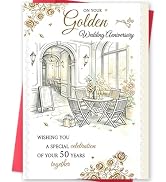 MOROLURU 50th Golden Anniversary Card for Couple Parents Grandparents | Celebrate 50 Years of Mar...