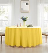 Aocoz Round Tablecloth 120 Inch 2 Pack Yellow Tablecloths Washable Decorative Linen Polyester Tab...