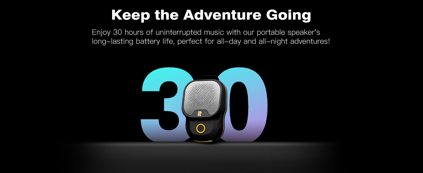 30h battery life clip on speaker