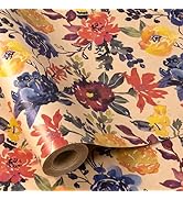 RUSPEPA Watercolor Floral Gift Wrapping Paper - Mini Roll - Kraft Paper Roll for Girls, Women, Br...