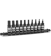 PTSTEL 3/8 Inch Bit Socket Set With Holder 10pcs Star H2 - H12 Set CR-V S2 Bits for Grade Auto & ...
