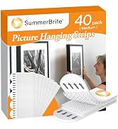 SummerBrite Picture Hanging Strips 40 Strips, Damage Free Removal, Wall Poster Picture Hangers Wi...