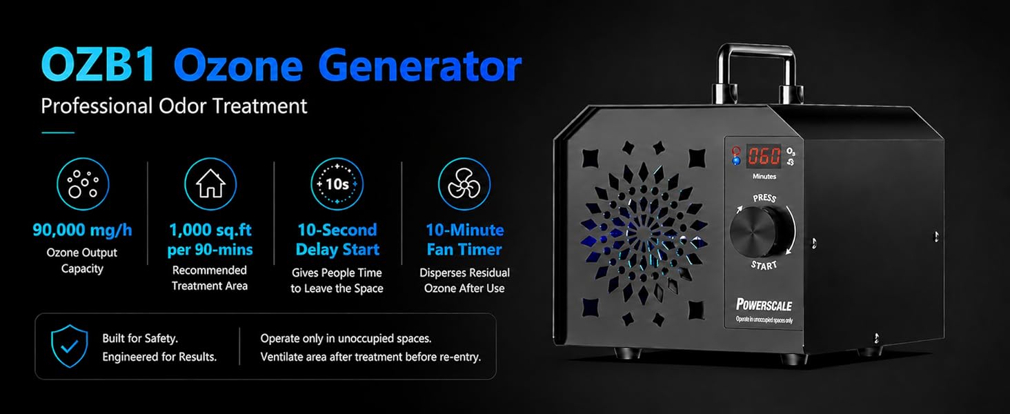 PowerScale Ozone Generator 90000mg/h OZB1 Commercial Ozone Machine Odor Removal