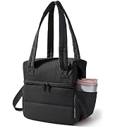 BAGSMART Double Deck Lunch Bag Women, Insulated Reusable Lunch Box, Quilted Puffer Lunch Tote wit...