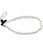 BWESOO Beaded Phone Charm Strap Mobile Lanyard Wrist Strap Creative Bowknot Pearl Beads Phone Cha...
