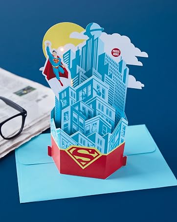 Light up Superman birthday pop-up card with music for dad, brother, son or friend