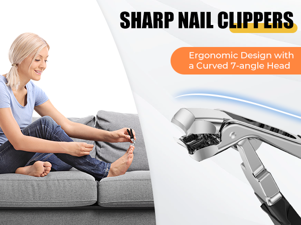 Angled Head Nail Clippers for Seniors for Thick Nails Wide Jaw Opening Toenail Clippers