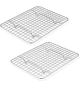 P&P CHEF 9.75 Inch Cooling Baking Rack Set of 2, Stainless Steel Grid Cooking Racks for Roasting ...