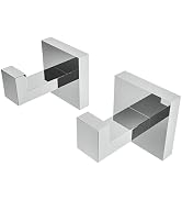 Ruacq Towel Hooks for Bathrooms, 2pcs Square Base Robe Coat Clothes Hook Wall Mount, SUS 304 Stai...