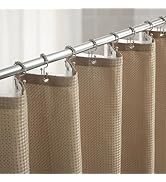 Lameirose Shower Curtain and Liner Set, 3 in 1 Waffle Shower Curtain Set with 12 Double Sided Sho...