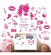 Princess Wall Stickers for Girls Bedroom: Pink Doll Fashion Wall Decals - Kids Baby Girls Room Nu...