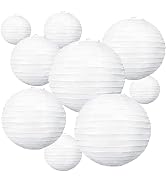 BEISHIDA 10Pcs White Paper Lanterns Decorative Chinese/Japanese Hanging Round Paper Lanterns Lamp...