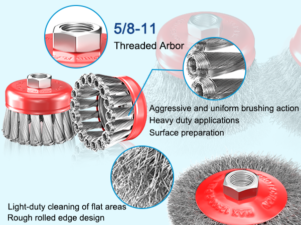 Wire Wheel Brush Set for 4-1/2" Angle Grinder