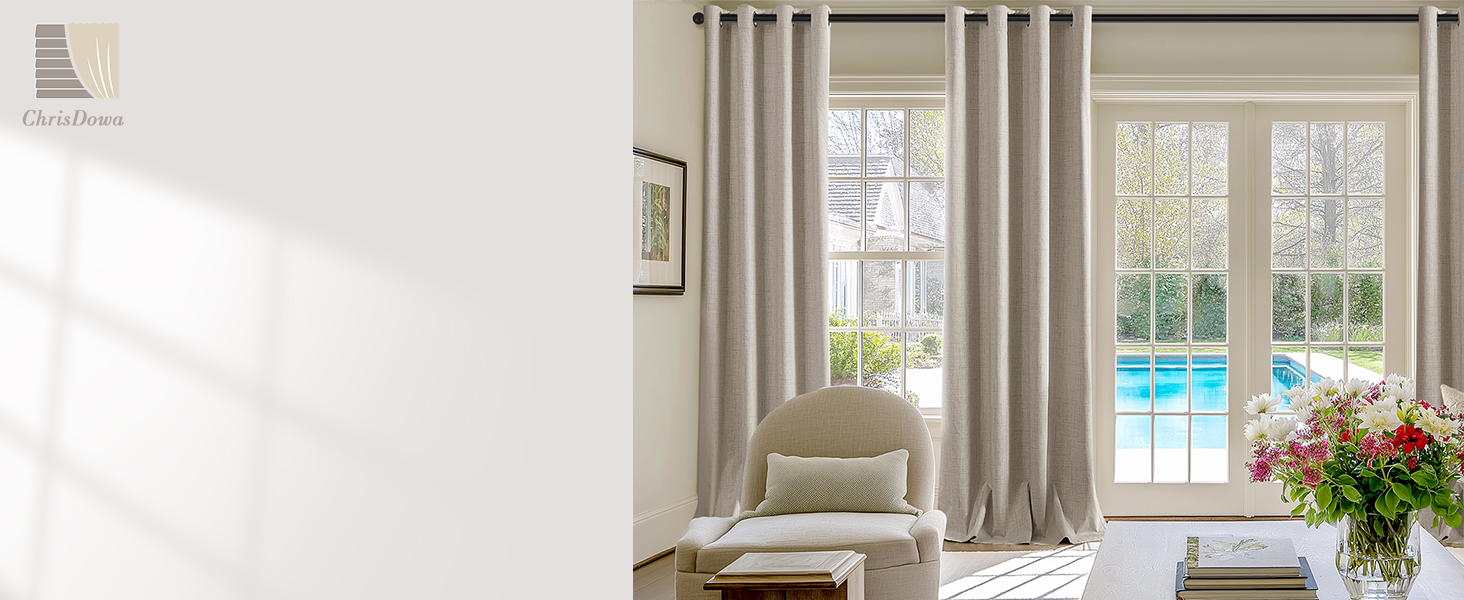 100% Linen blackout curtains for living room