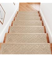 15 Pack 8 "X 30" Non Slip Stair Treads for Wooden Steps, Carpet Stair Treads Made of Polyester an...
