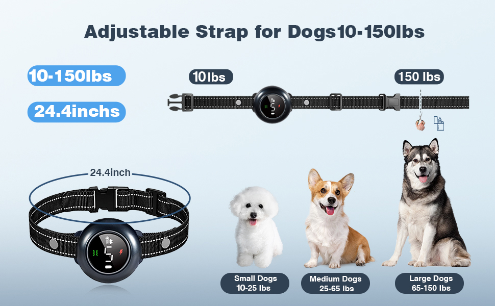 dog bark shock collar for large medium small dogs 10-15 20-30 40-60 60-100 lbs