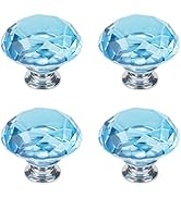Xiaoyztan Diamond Shape Drawer Knob, 40mm Lake Blue Crystal Cabinet Knob, Elegant Hardware Handle...