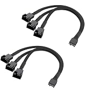 URELEGAN 3 Way 4 Pin PWM Fan Splitter Cable, 12 inch PC Fan Extension Cable 1 to 3 Fan Splitter C...