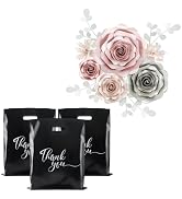 Rainbows & Lilies 3D Paper Flowers Decorations for Wall + 100 Plastic Gift Bags with Handles Bundle