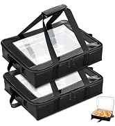 2 Pack Foil Pan Carrier with Clear Lid, PU Leather Aluminum Pan Holders with Long Handle,Serving ...