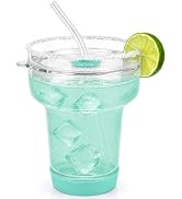 Cafezi 16 oz Margarita Glass with Lid and Straws, Spill Proof Cocktail Cup | Borosilicate Glass, ...