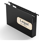 NORDUN Plastic Extra Capacity Legal Size Hanging File Folders,12 Pack Reinforced Black Legal Hang...