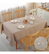 Alsoo Rectangle Tablecloth 60×75 Inch Linen Waterproof Stain Resistant Table Cloths Wrinkle Free ...