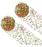 Red Green Gold Mixed Holographic Chunky Glitter, 13g (2 Jars x 6.5g) Crafts Glitter Powder with 1...