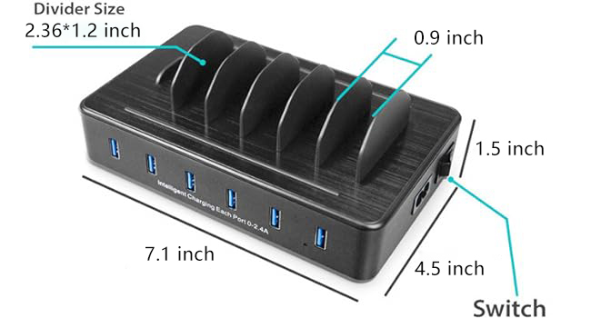 6 ports charging station