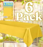 ZIMPLEWARE Premium Yellow Plastic Table Cloth Disposable (6 Pk) Plastic Tablecloths for Rectangle...
