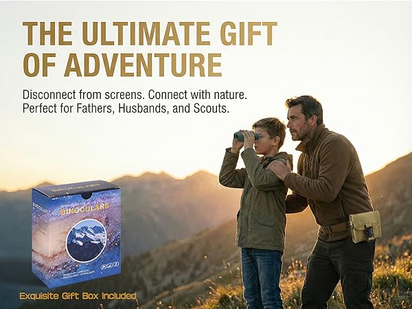 12x25 Binoculars Gift for Men Dads Boy Scouts. Father Son Bird Watching Hunting Tactical Gear.