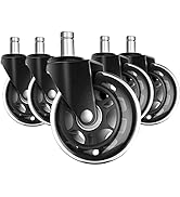 Office Chair Wheels 10mm - 3 Inch Heavy Duty Replacement Rubber Roller Casters Set of 5 - Gaming ...