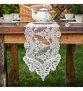ARTABLE Lace Table Runner Dresser Scarf Macrame Embroidered Table Runners with Exquisite Flower V...