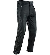Motorcycle Leather Chaps/Pants for Men Biker Riding Cowboy Chaps Black Multi-Pocket Split Soft Le...