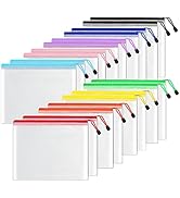 SUNEE Plastic Mesh Zipper Pouch 6x9 in (9 Colors, 18 Packs),Extra Large Water-Resistant Zip Bag f...