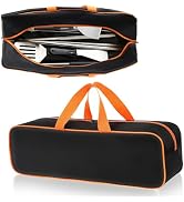 TWAKAP Grill Tool Storage Bag, 24" x 8" x 8" Large Capacity Grill Accessory Storage, 1680D Heavy-...