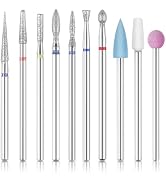 MEKK 10Pcs Diamond Nail Drill Bits Set - 3/32" Shank for E-Fil | for cuticle, acrylic, gel & natu...