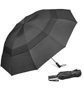 Prospo 46/62 Inch Large Travel Umbrellas for Rain Windproof, 10 Ribs Compact Reverse Folding Golf...