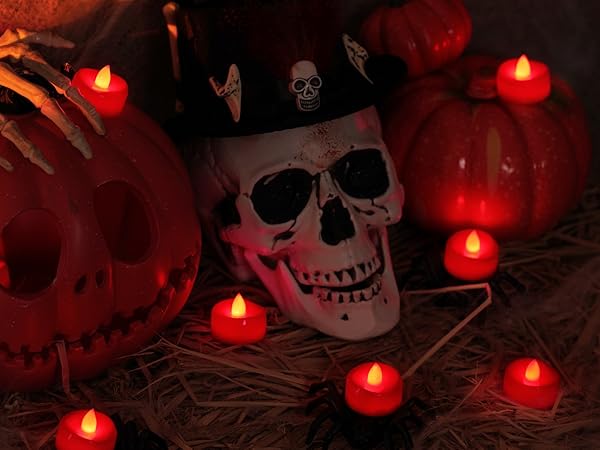 red flameless tea lights candles