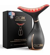 GLO24K Red Light Face & Neck Beauty Device – 3-in-1 Facial Massager Tool with LED & Vibration for...