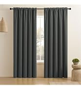 CUCRAF Dark Grey Blackout Curtains 84 inch Length 2 Panels Set, Rod Pocket Room Darkening Drapes ...