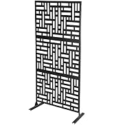 Metal Privacy Screen, Outdoor Decorative Privacy Screen with Stand Freestanding Privacy Screen,De...