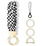 WEESMILE Keychain Wristlet, Stretchy Key Chain for Car Keys with D ring, Cute Scrunchie Wrist Bra...