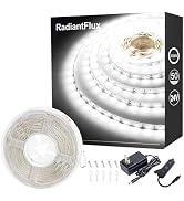 RadiantFlux White Led Strip Lights, Dimmable LED Lights Strip, 50Ft 900Leds, Super Bright LED Tap...