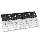 EZY DOSE Push Button (7-Day) Pill Case, Medicine Planner, Vitamin Organizer, 2 Times a Day AM/PM,...