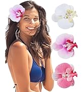 3Pcs Hawaiian Flower Hair Clip for Women Butterfly Orchid Hair Barrettes Flower Hair Clips with P...