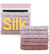 6Pcs Silk Hair Ties Small 22 Momme 100% Pure Mulberry Silk Scrunchies for Women Girls Thin Skinny...