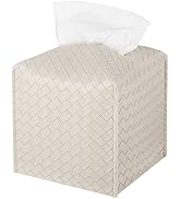Tissue Box Cover PU Leather Tissue Holder Square Facial Tissue Case Facial Paper Organizer Dispen...